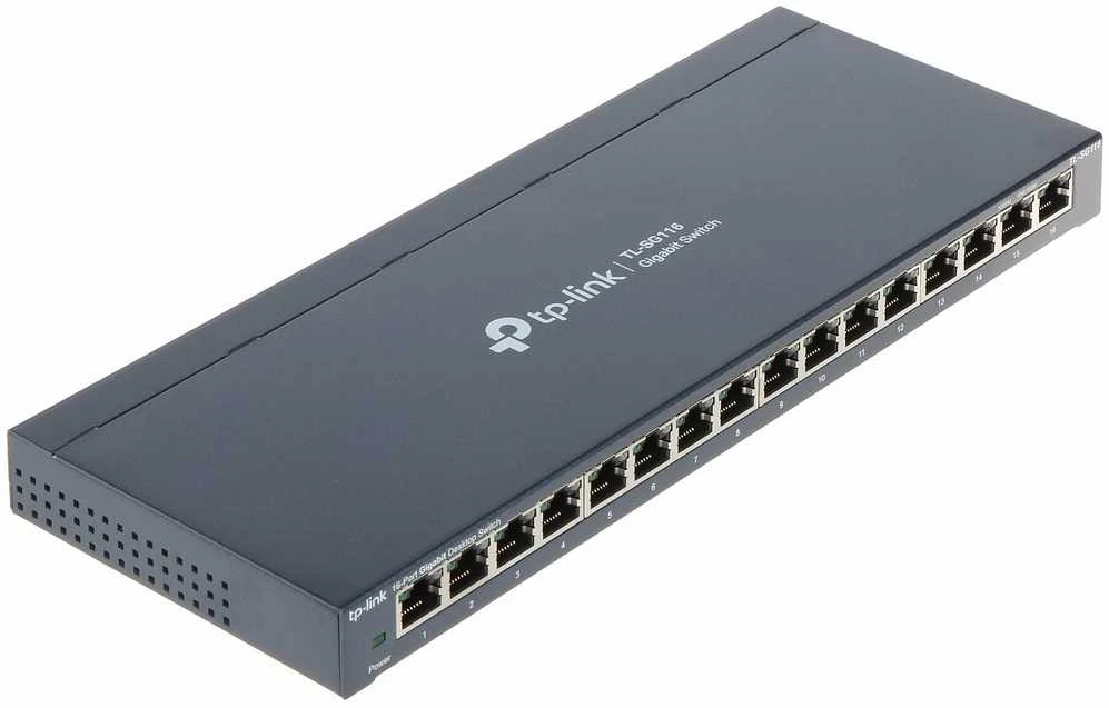 Šakotuvas TP-LINK 16 prievadų Gigabit stalinio kompiuterio jungiklis RJ45 prievadų darbalaukio plieno dėklas