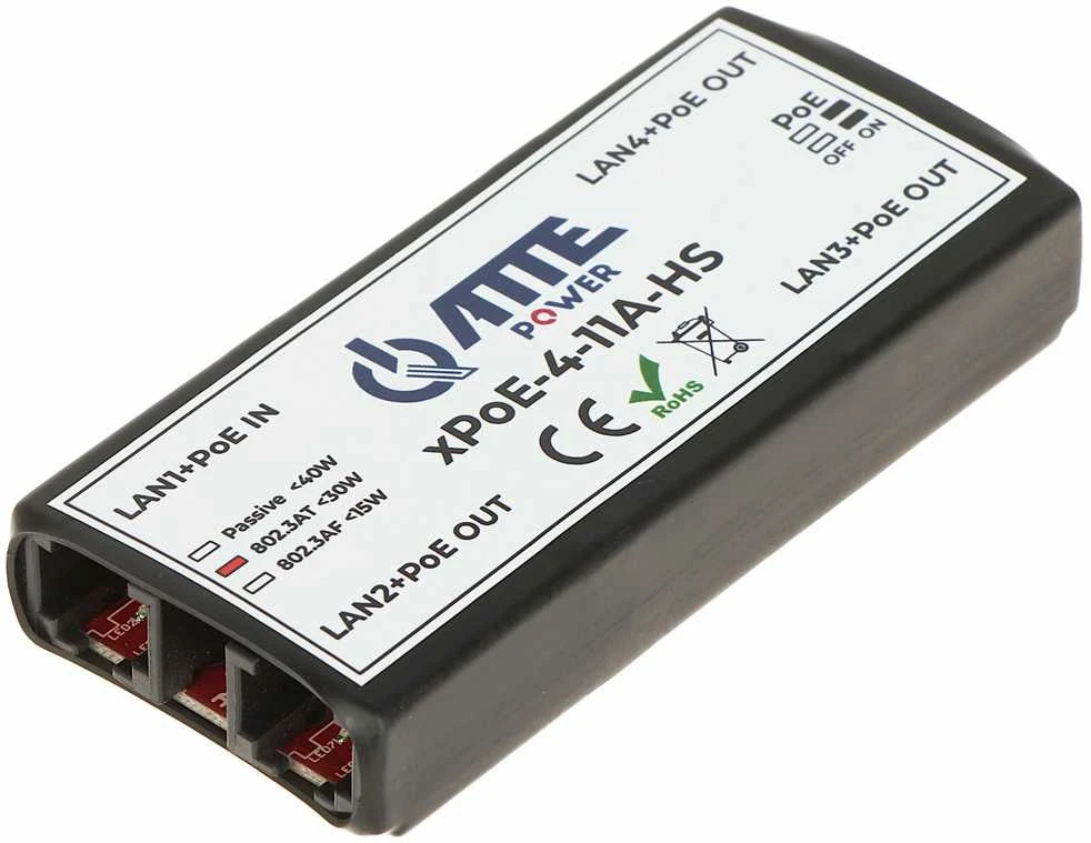 Šakotuvas SWITCH‘AS POE, EXTENDER XPOE-4-11A-HS 4 PRIEVADŲ ATTE