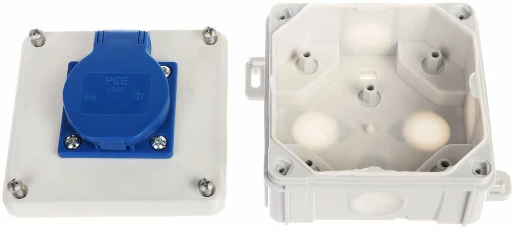 SINGLE SOCKET WITH JUNCTION BOX 2K/98X98/GN-230/EPN 250 V AC 16 A IP54 Elektro-Plast