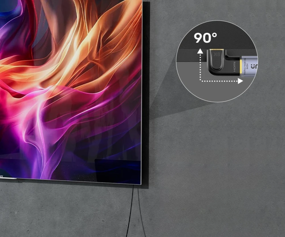 Unitek 8K HDMI 90 ir 270 laipsnių kampo plokščias adapteris