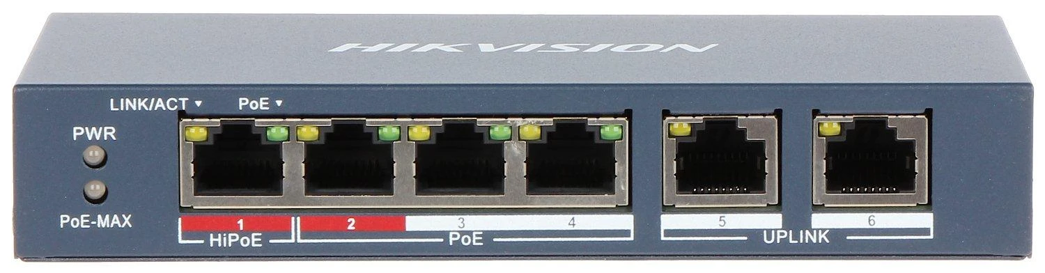 Šakotuvas SWITCH POE DS-3E0106HP-E 4 PRIEVADŲ Hikvision