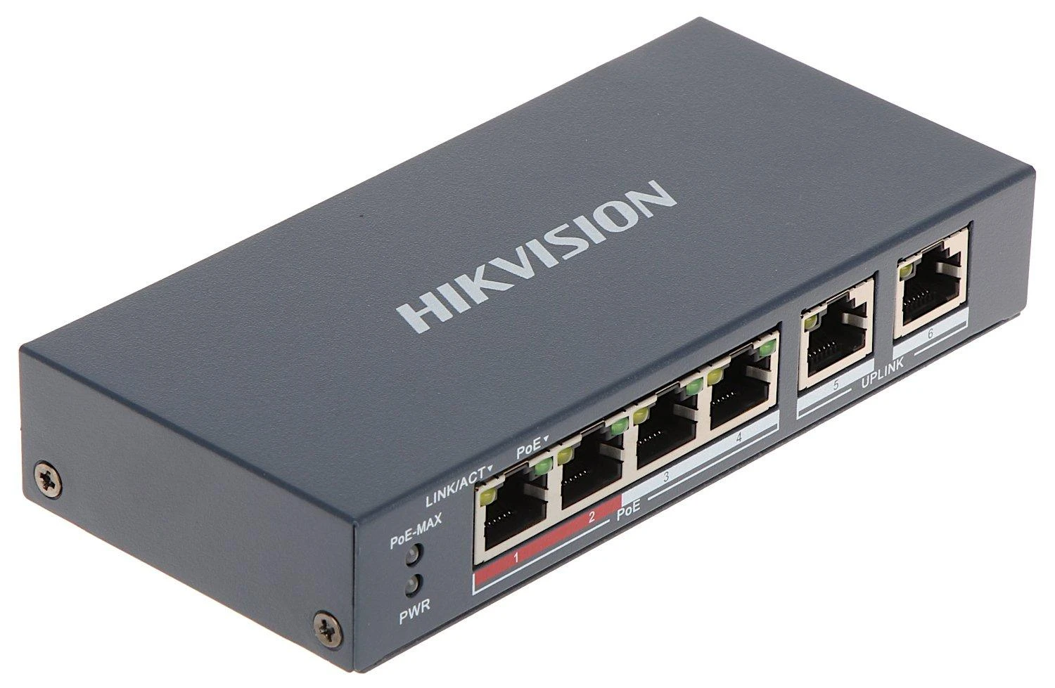 Šakotuvas SWITCH POE DS-3E0106P-E/M 4 PRIEVADŲ Hikvision