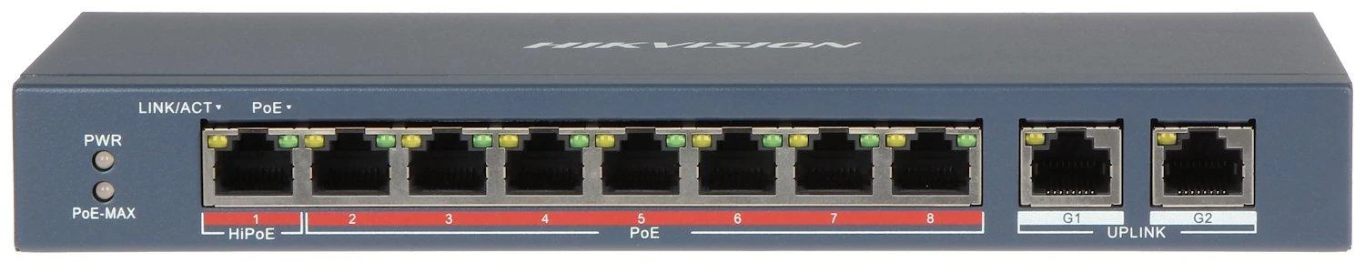 Šakotuvas SWITCH POE DS-3E0310HP-E 8 PRIEVADŲ Hikvision