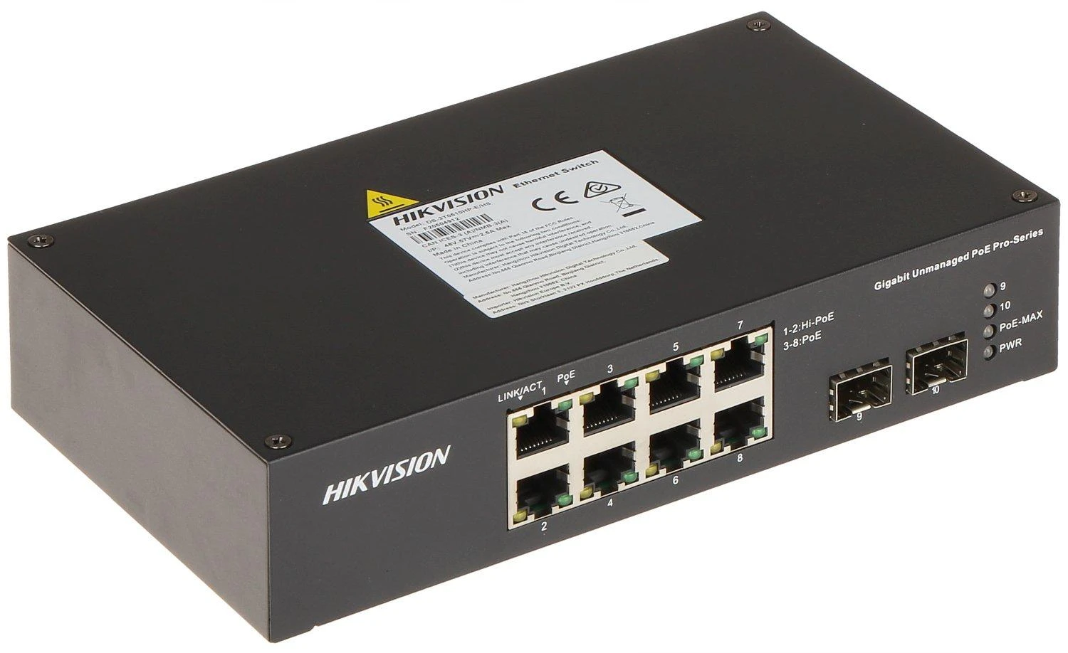 Šakotuvas SWITCH POE DS-3T0510HP-E/HS 8 PRIEVADŲ SFP Hikvision