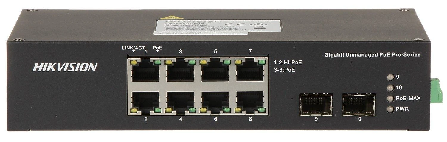 Šakotuvas SWITCH POE DS-3T0510HP-E/HS 8 PRIEVADŲ SFP Hikvision