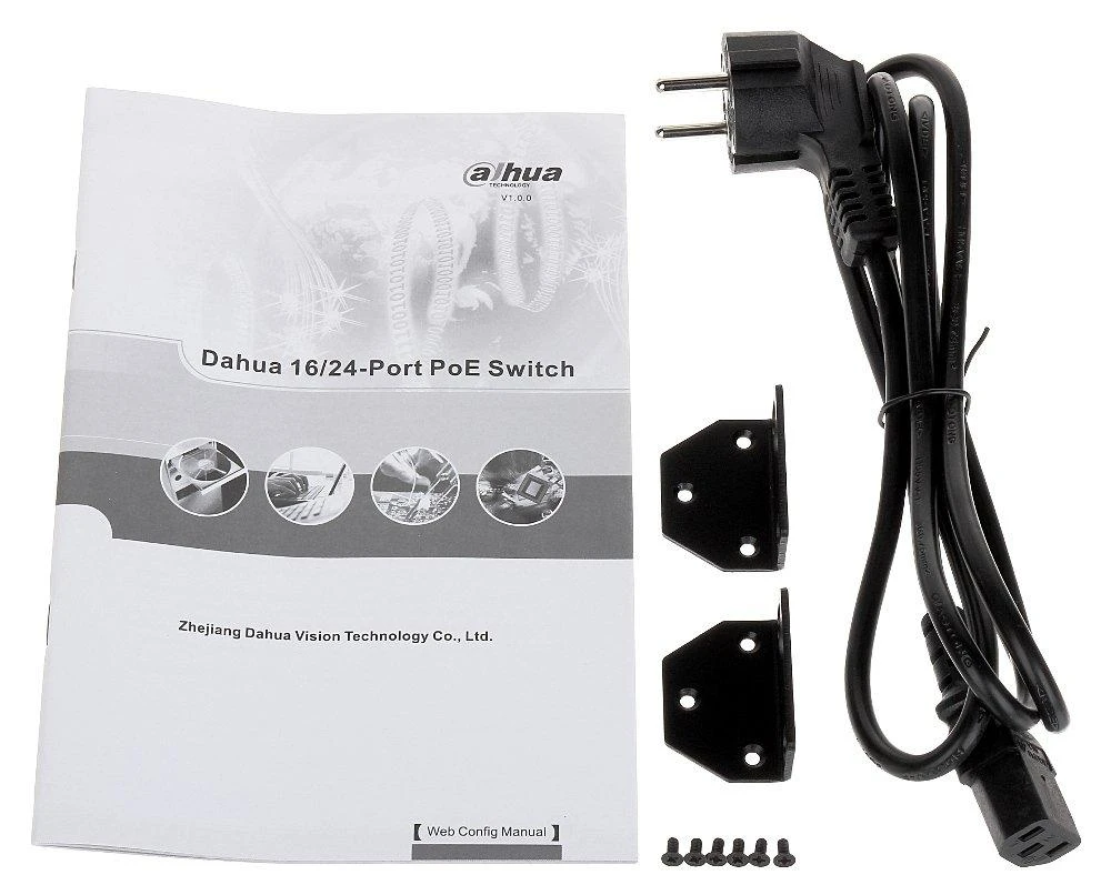Dahua ePoE šakotuvas 100Mbps 16portu+2G uplink + 2SFP, ePoE 8 portai, ePoE iki 800m, Hi-PoE