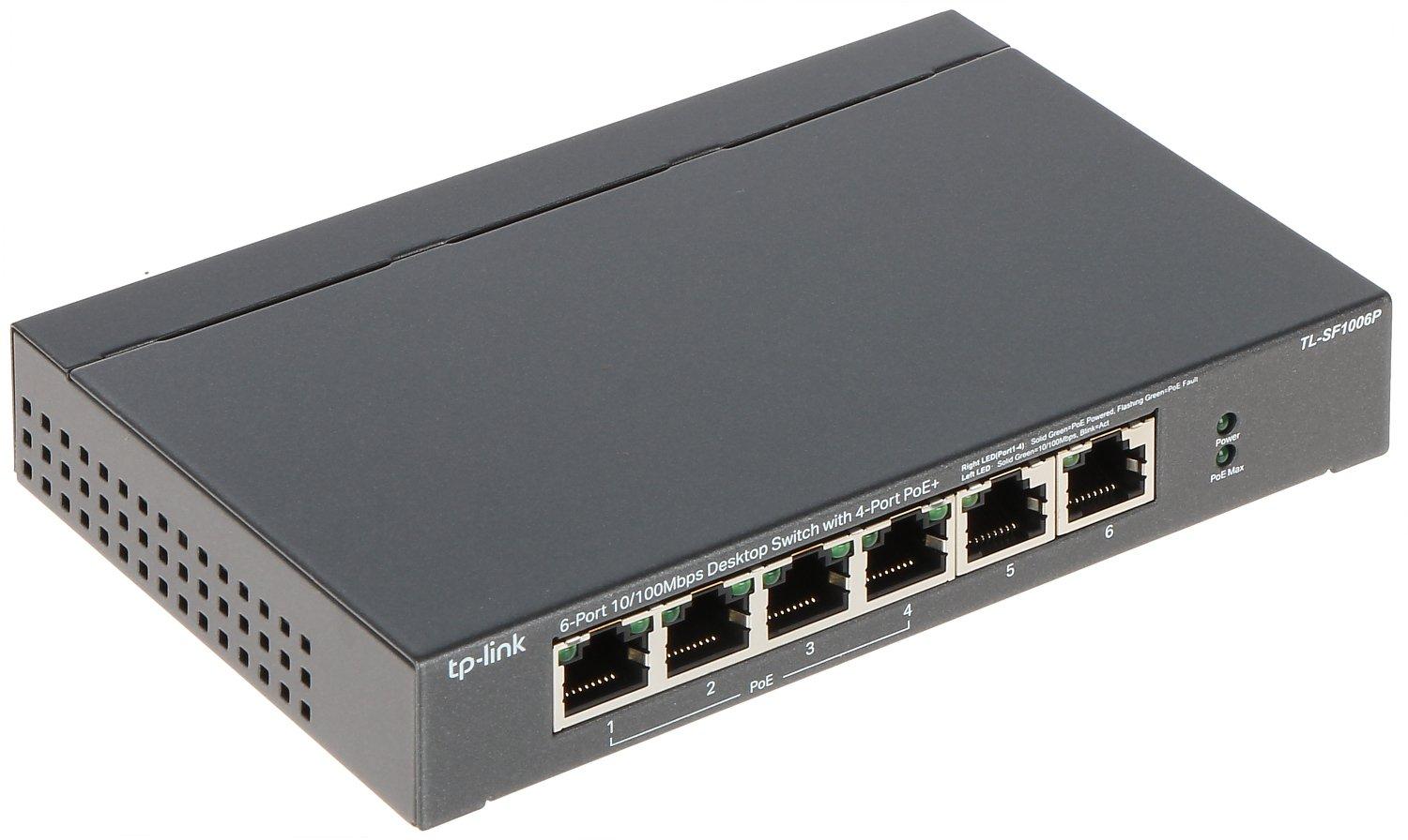 Šakotuvas TP-LINK | Jungiklis | TL-SF1006P | Nevaldomas | Darbalaukis | 10/100 Mbps (RJ-45) jungtys kiekis 6 | PoE+ jungtys kiekis 4 | Maitinimo tipas Išorinis