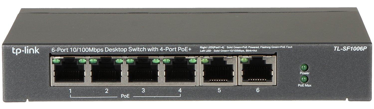 Šakotuvas TP-LINK | Jungiklis | TL-SF1006P | Nevaldomas | Darbalaukis | 10/100 Mbps (RJ-45) jungtys kiekis 6 | PoE+ jungtys kiekis 4 | Maitinimo tipas Išorinis