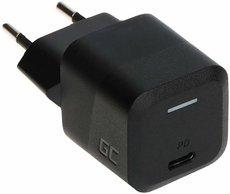 Green Cell Žalias Cell Žalias CELL Charger USB-C GaN GC PowerGaN 33W PD 3.0 QC 3.0 1x USB-C juodas