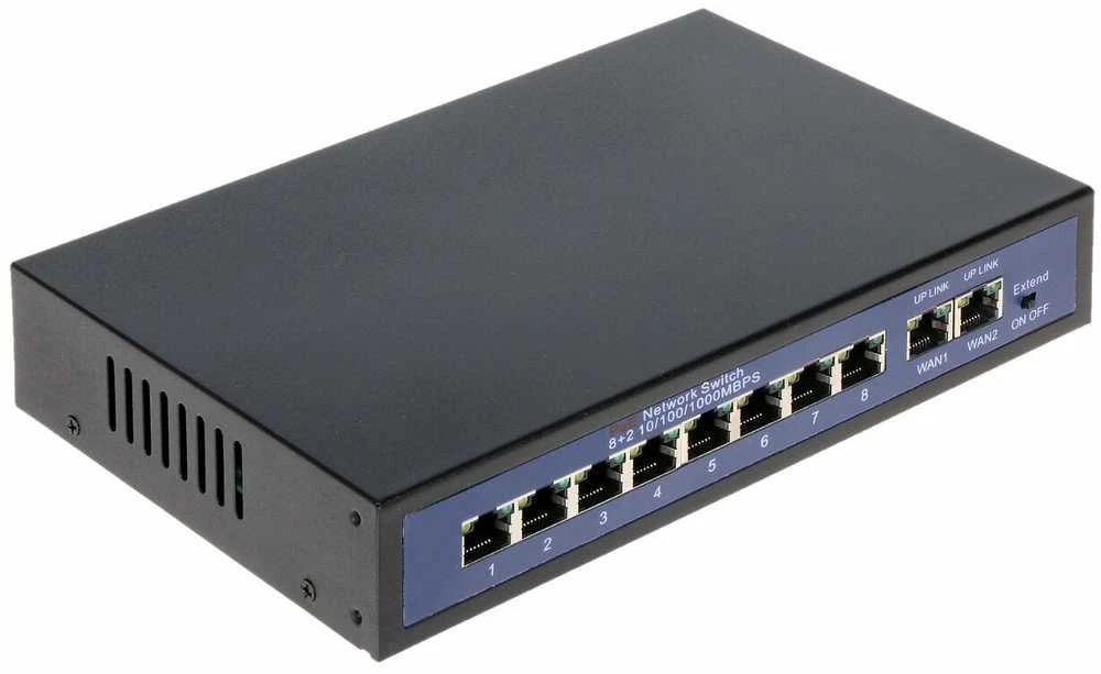 Tinklo šakotuvas Longse 10/100MBps 8 jungtys POE + 2 jungtys 10/100/1000MBps (HT812)