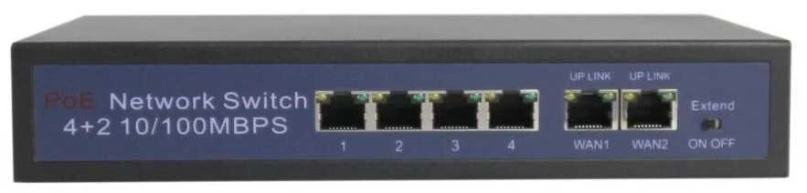Tinklo šakotuvas Longse HT412 10/100Mbps 6 jungtys, 4xPOE