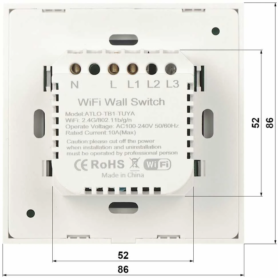 Genway Ubiquiti IŠMANUSIS LIEČIAMASIS ŠVIESOS JUNGIKLIS ATLO-TB1-TUYA Wi-Fi, Tuya Smart