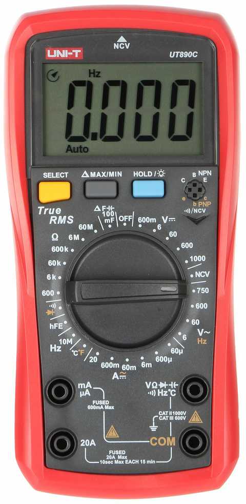 Skaitmeninis multimetras LCD;TRMS. NCV; (6000);VDC:0.1÷600mV,6V,60V,600V,1kV, UNI-T