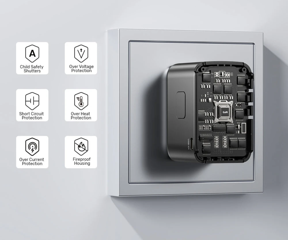Unitek kelioninis adapteris EU/US/UK/AUS PD 65 W