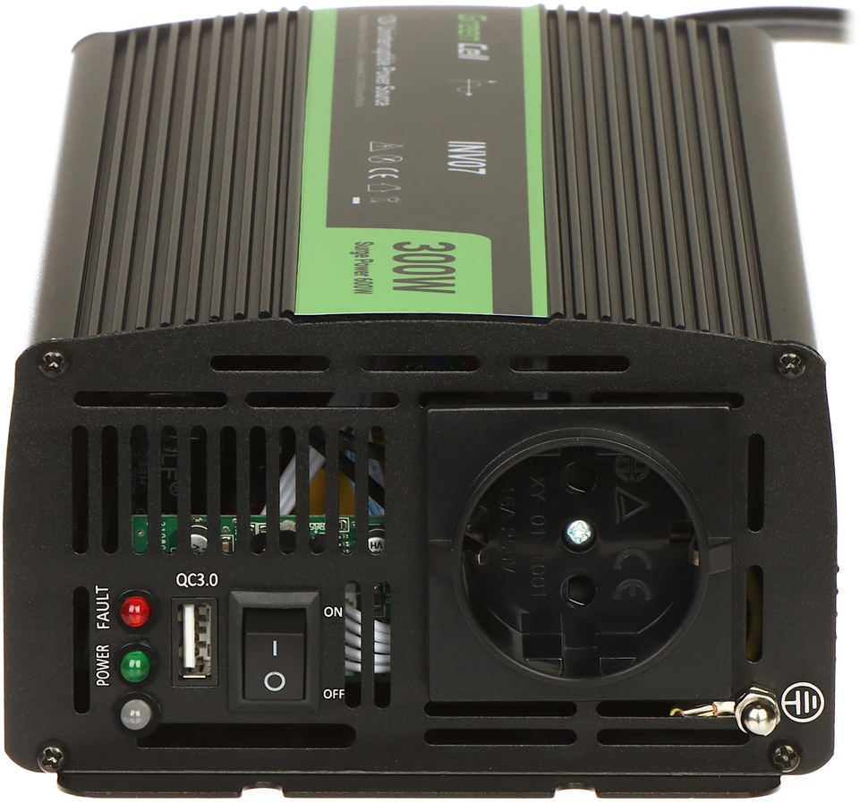Green Cell Žalias Cell Inverteris 12V/230V 300W/600W sinusinė išėjimo įtampa Žalias Cell su UPS funkcija
