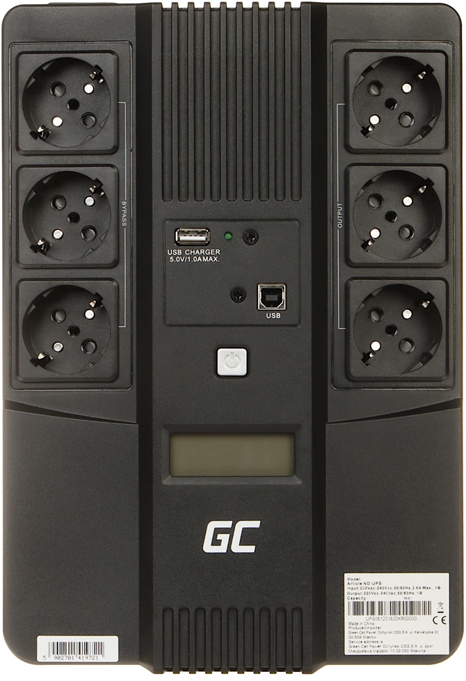 Green Cell Žalias Cell GREENCELL UPS07 UPS Žalias Cell AiO su LCD 800VA