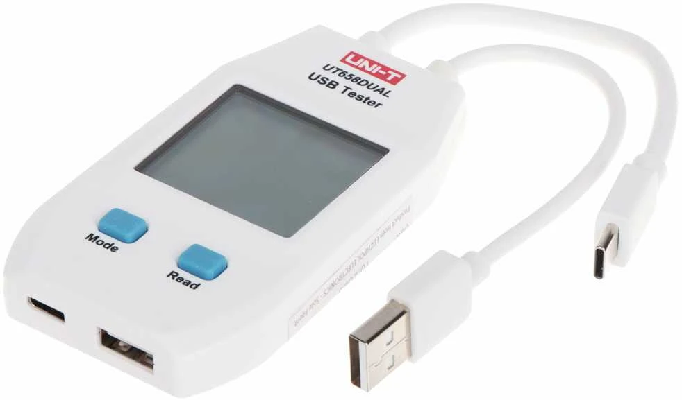 UNI-T UT658 Dual USB USB-C lizdų testeris