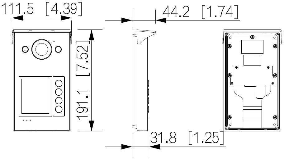 Dahua IP domofono kamera VTO3312Q-P. 4 abonentai. 2MP 125°. SIP. IP65, IK08