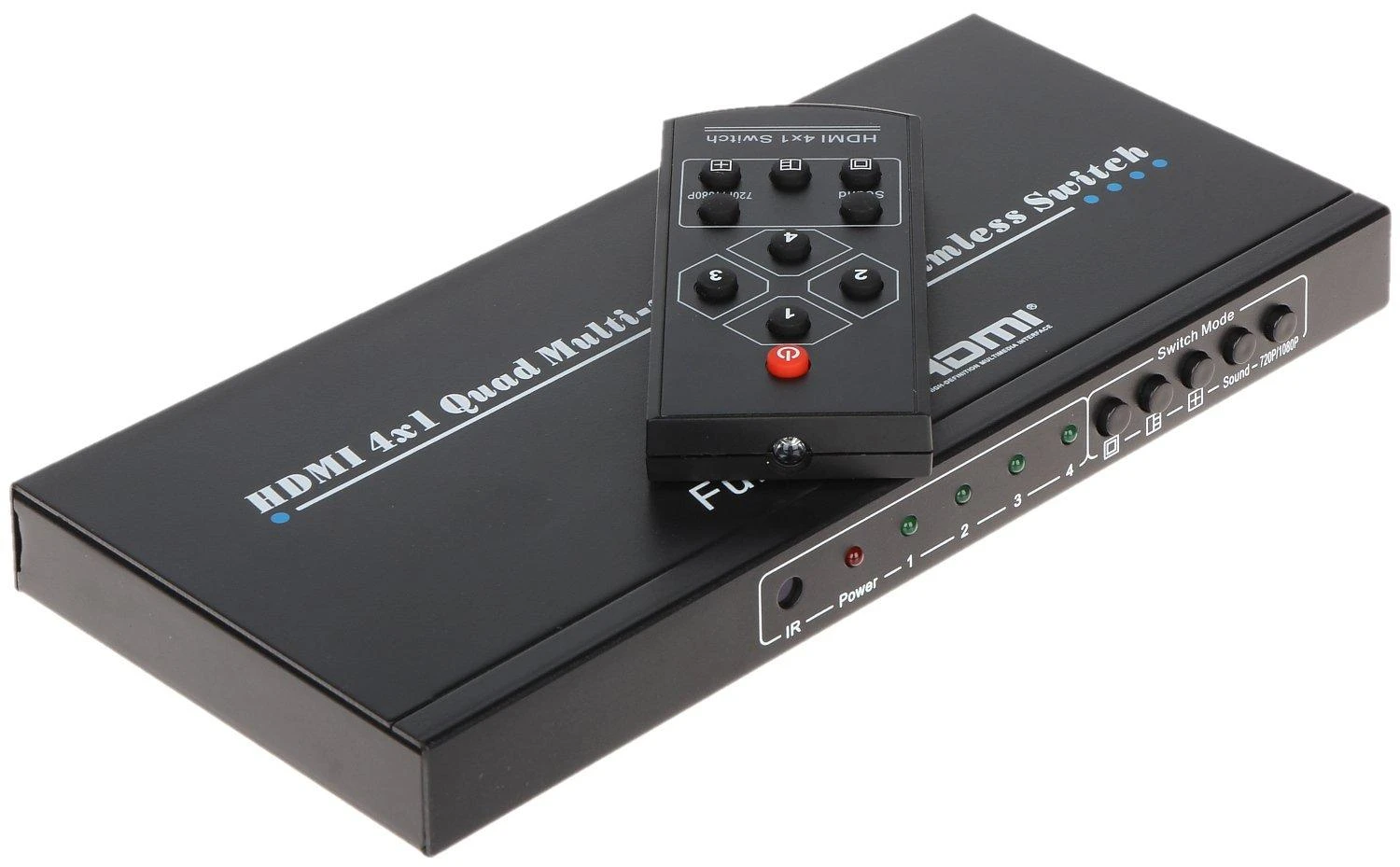HDMI 4x1 dalytuvas su nuotolinio valdymo pulteliu