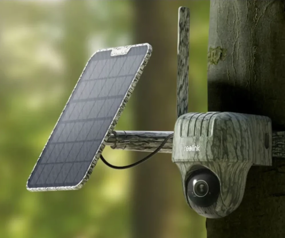 Valdoma 4G IP kamera su SIM jungtimi Reolink Go G450 + Saulės panelė, kamufliažinė, 4G LTE, 4K 8Mpix, PIR, MicroSD jungtis, USB-C, Reolink app