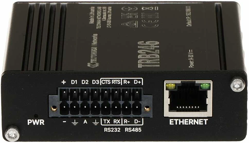 Maršrutizatorius Teltonika LTE Cat 4 Gateway | TRB246 | 10/100 Mbit/s | Ethernet LAN (RJ-45) jungtys 1 | Tinklelio atramos Nr. | MU-MiMO Nr. | 2G/3G/4G