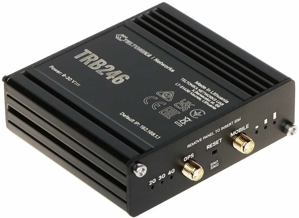 Maršrutizatorius Teltonika LTE Cat 4 Gateway | TRB246 | 10/100 Mbit/s | Ethernet LAN (RJ-45) jungtys 1 | Tinklelio atramos Nr. | MU-MiMO Nr. | 2G/3G/4G