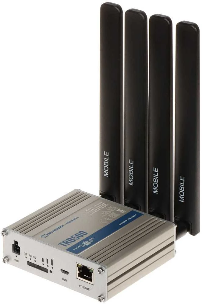 Maršrutizatorius Teltonika | Pramoninis 5G šliuzas | TRB500 | Nėra „Wi-Fi“ | 10/100/1000 Mbps Mbit/s | Ethernet LAN (RJ-45) jungtys 1 | Tinklo palaikymas: Ne | MU-MiMO: Taip | Antenos tipas: SMA, skirtas mobiliesiems įrenginiams