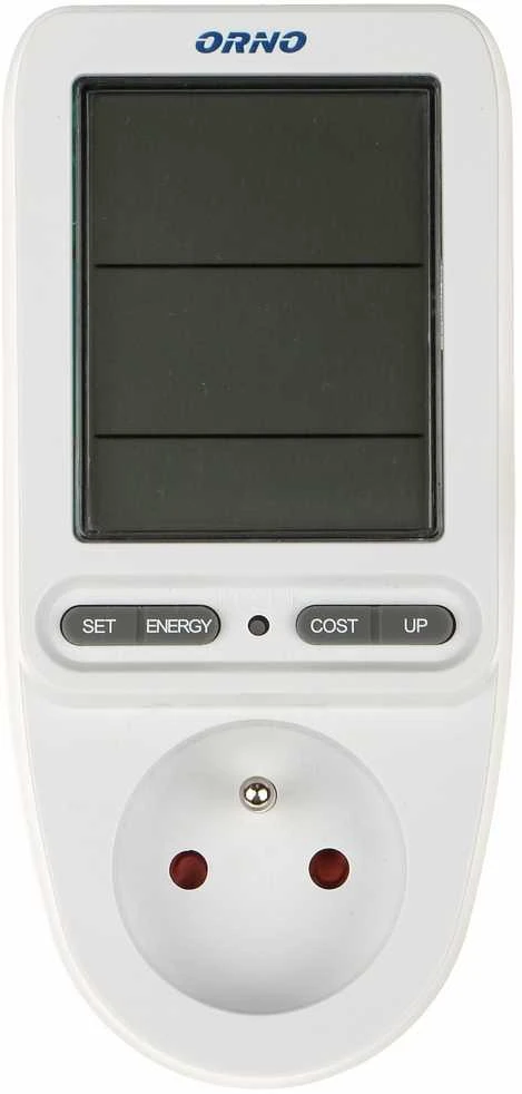 ORNO vatmetras su energijos skaičiuokle 230 V lizdui su LCD ekranu