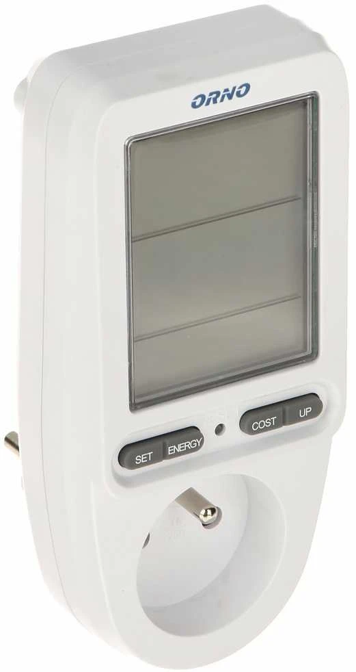 ORNO vatmetras su energijos skaičiuokle 230 V lizdui su LCD ekranu