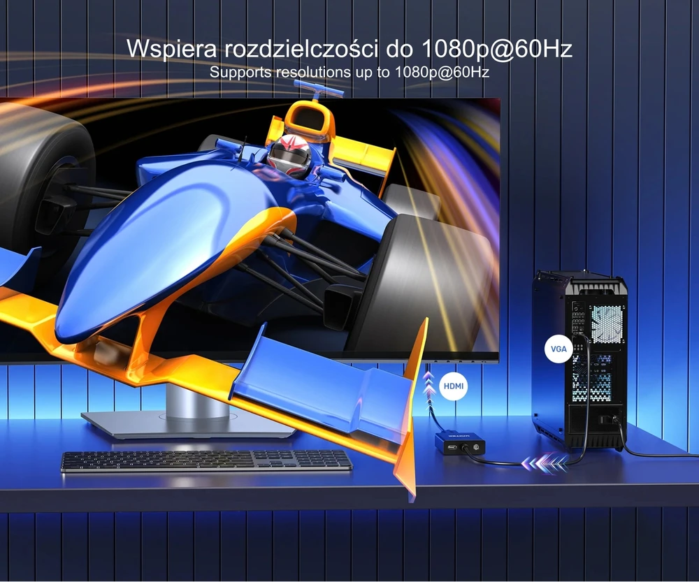 VGA Į HDMI KEITIKLĮ V1112ABK01 + AUDIO UNITEK