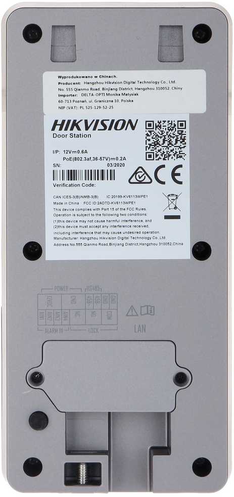 VIDEO DOMOFONO RINKINYS DS-KIS603-P(C) Hikvision
