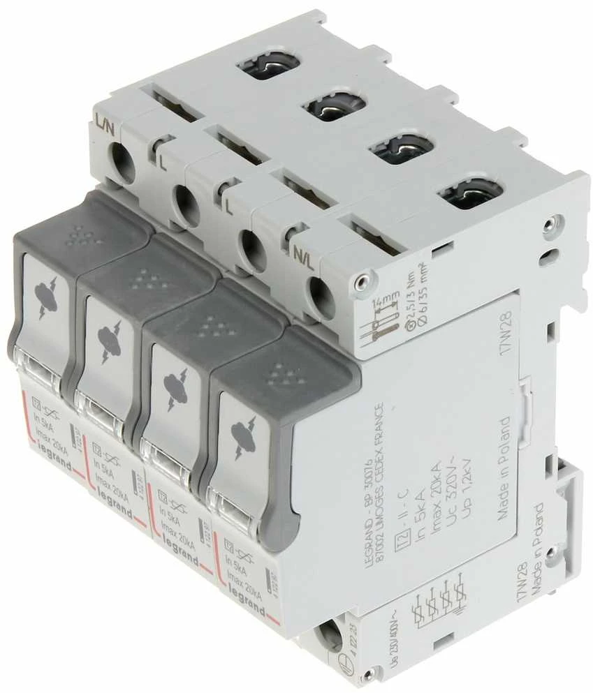 VIRŠĮTAMPIŲ RIBOTUVAS LE-412223 TRIFAZIS 2 TIPAS LEGRAND