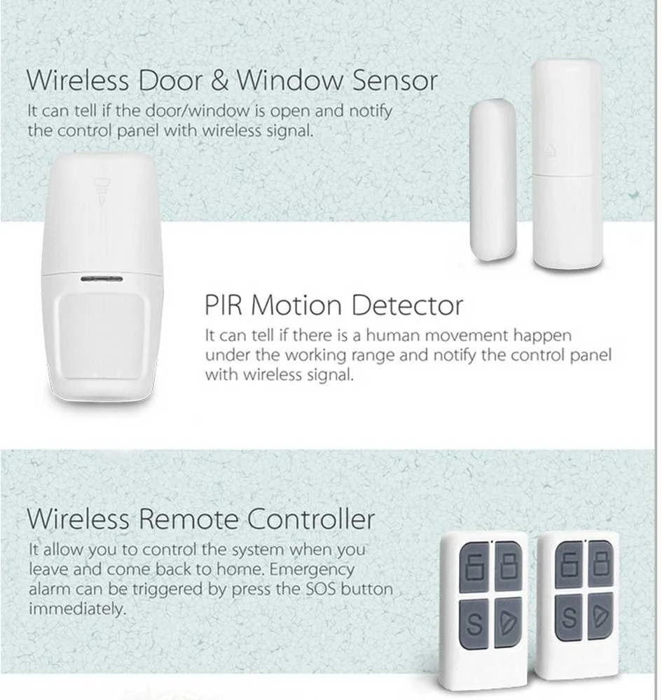 WIFI+GSM signalizacijos komplektas WALE PR-JT-10GDT su belaidžiais davikliais, SmartLife programėlė