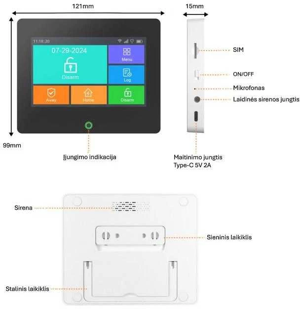 WIFI+GSM signalizacijos komplektas WALE PR-JT-99FST su belaidžiais davikliais, SmartLife programėlė