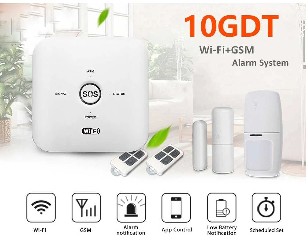 WIFI+GSM signalizacijos komplektas WALE PR-JT-10GDT su belaidžiais davikliais, SmartLife programėlė