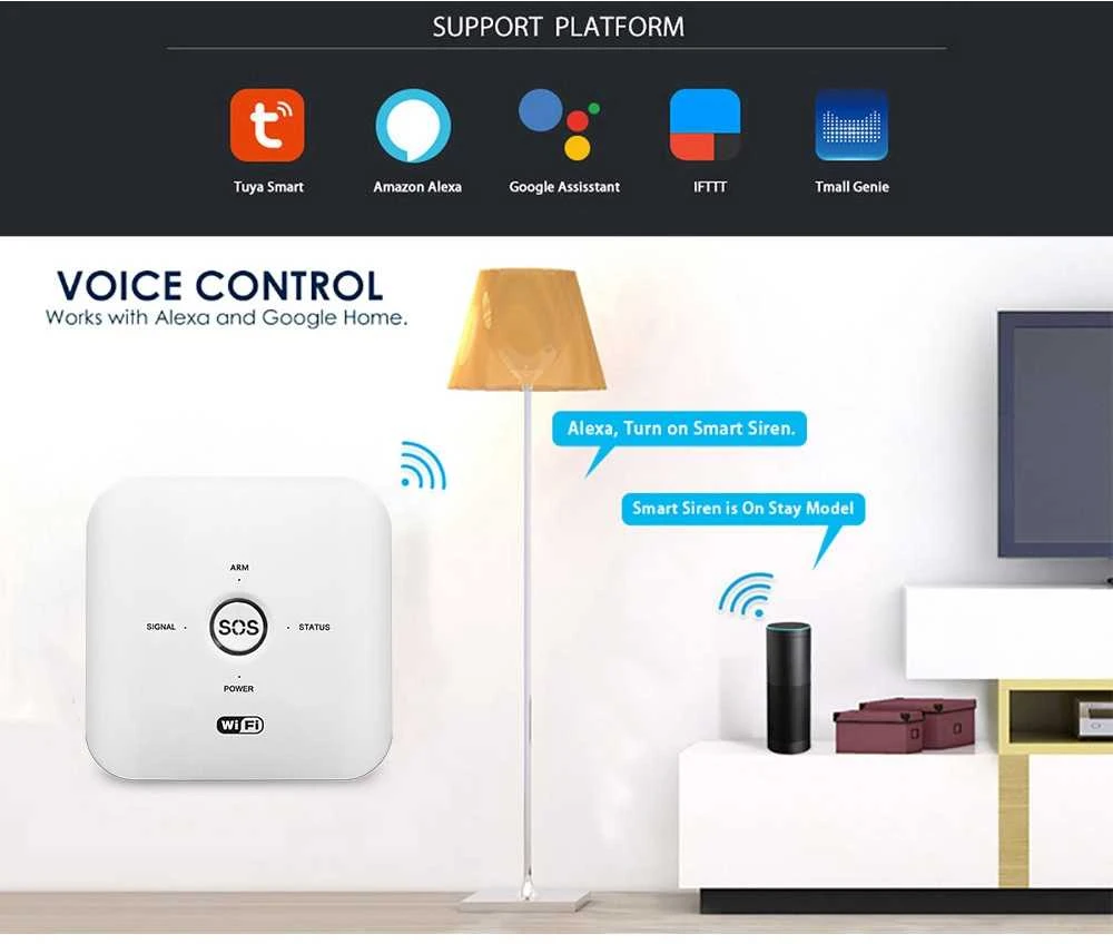 WIFI+GSM signalizacijos komplektas WALE PR-JT-10GDT su belaidžiais davikliais, SmartLife programėlė