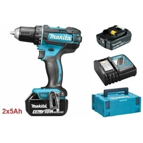 Makita DDF482RTJ Akumuliatorinis gręžtuvas, 18 V, 2x 5,0 Ah Li-ion, 62/36 Nm, 1,7kg, LED, MAKPACK