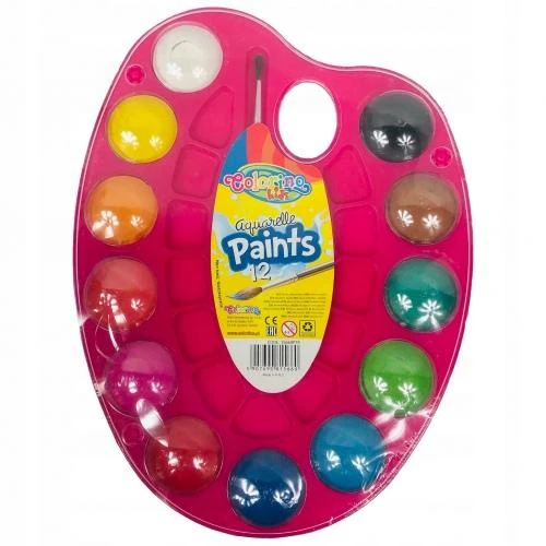 Akvareliniai dažai COLORINO, 12 spalvų rinkinys