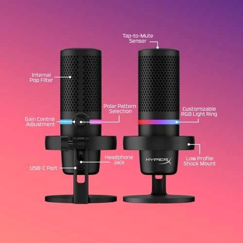 HyperX DuoCast USB mikrofonas, juodas