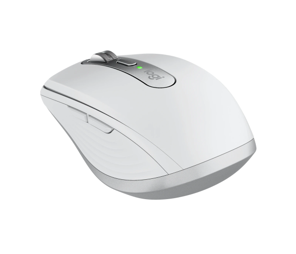 Belaidė pelė Logitech MX Anywhere 3S - RF belaidė + Bluetooth, lazerinis, 8000 DPI, Pale Pilkas (Baltas)