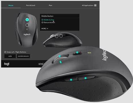 Logitech Marathon M705 Belaidė pelė, RF belaidė, 1000 DPI, Juoda/Pilka