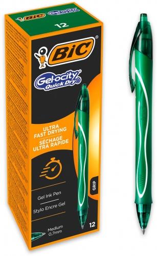 Bic Gelinis rašiklis Gel-Ocity Quick Dry, žalias, pakuotėje 12 vnt.