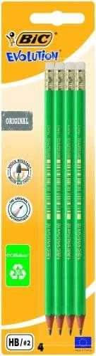 Bic Pieštukai su trintuku Evolution Original HB, 4 vnt. rinkinys 049012