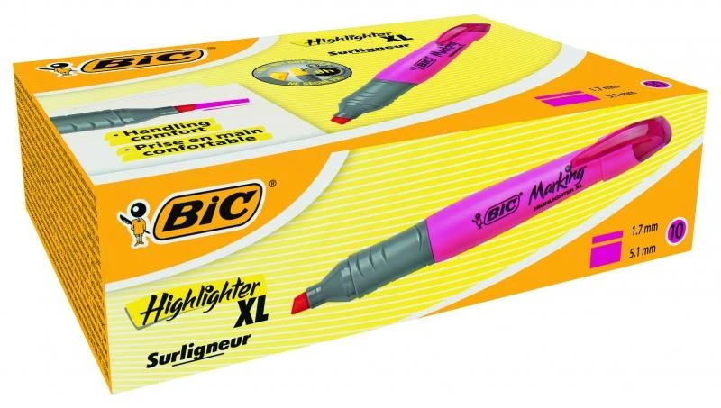 Bic Teksto žymeklis Highlighter XL 2-5 mm, rožinis, pakuotėje 10 vnt. 247130