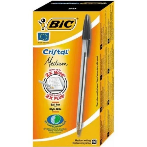 Bic Tušinukas Cristal 1.0 mm, Juodas, pakuotėje 50 vnt. 847897