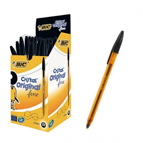 Bic Tušinukas Cristal Fine 0.3 mm, juodas, pakuotėje 50 vnt .134485