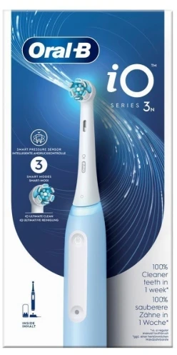 Oral-B Elektrinis dantų šepetėlis | iO3N | Įkraunamas | Suaugusiems | Šepetėlių skaičius galvutės įeina 1 | Number of teeth brushing modes 3 | Ice Mėlyna