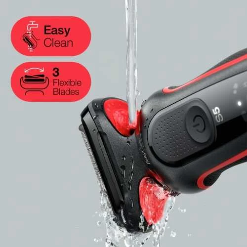 Braun | Shaver | 51-R1200s | Operating time (max) 50 min | Wet & Dry | Juodas/Raudona