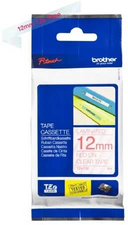 Brother Brolis | TZe-132 laminuota juosta | Raudona on Clear | TZe | 8 m | 1,2 cm