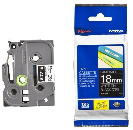 Brother BROLIS TZE345 18 Baltas ON Juodas